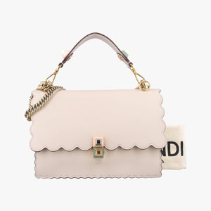 Pre-owned Fendi KAN I White Leather 8BT283 shoulderbag | stylenewstar
