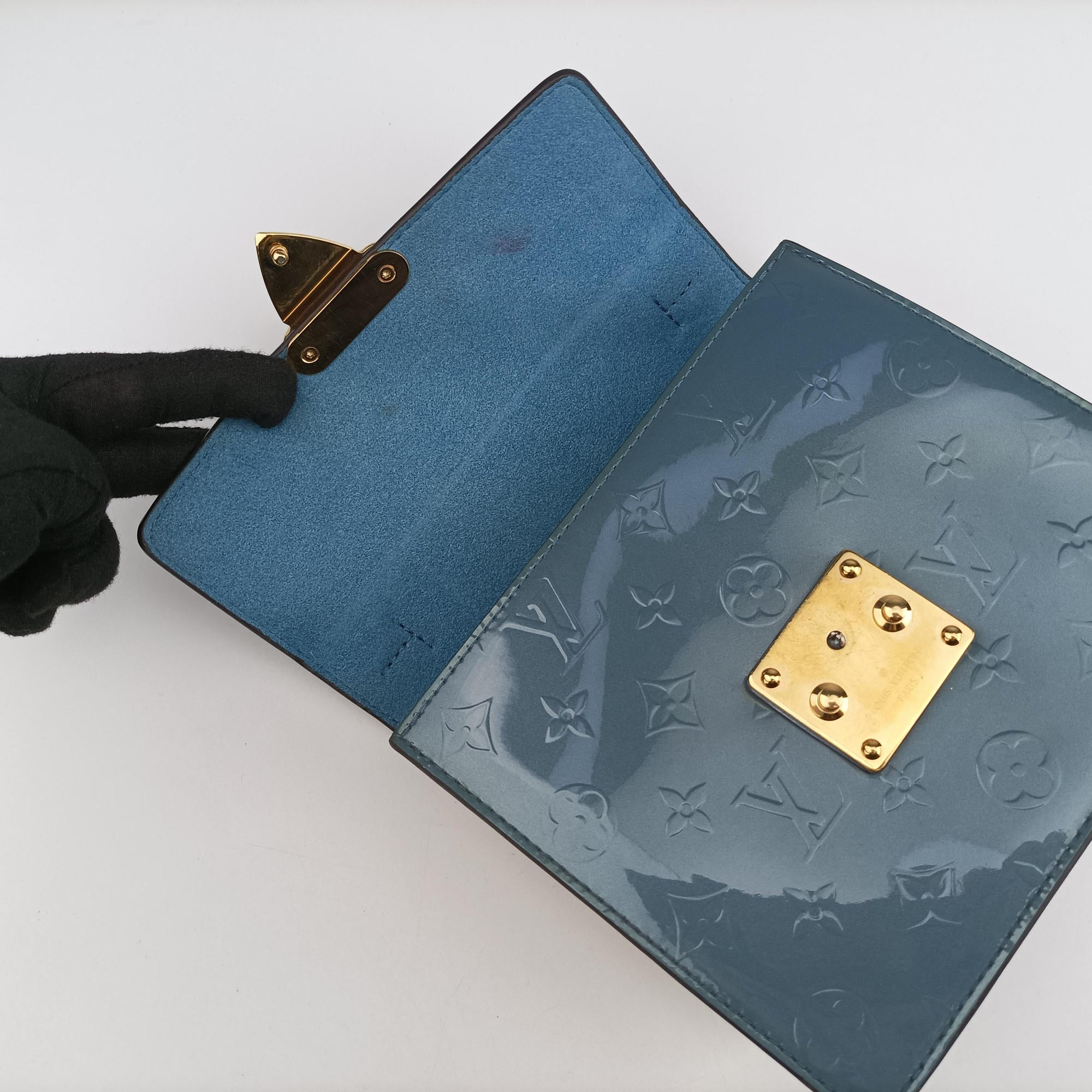 Pre-owned Louis Vuitton Spring Street PM BLACK×white×Blue Vernis×Monogram×Epi M90375 shoulderbag | stylenewstar
