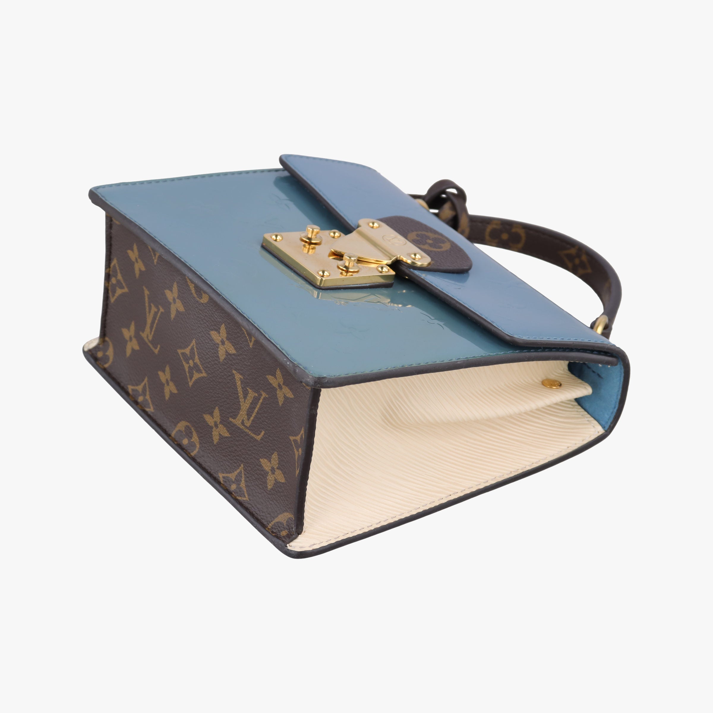 Pre-owned Louis Vuitton Spring Street PM BLACK×white×Blue Vernis×Monogram×Epi M90375 shoulderbag | stylenewstar