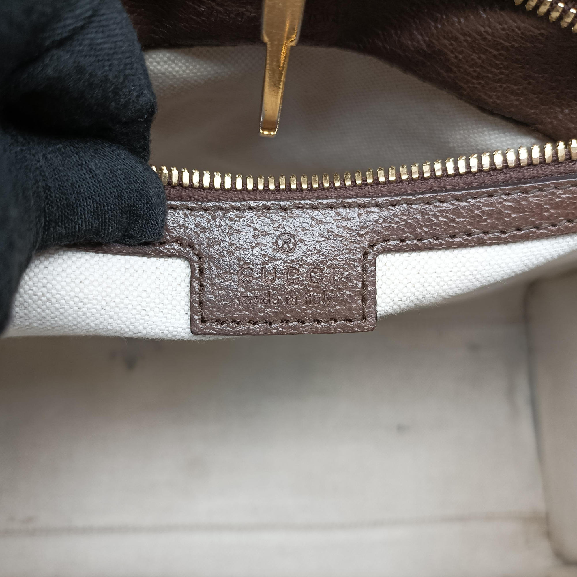 Pre-owned Gucci Jumbo GG Tote Brown×Green×Red canvas×leather 703974 shoulderbag | stylenewstar