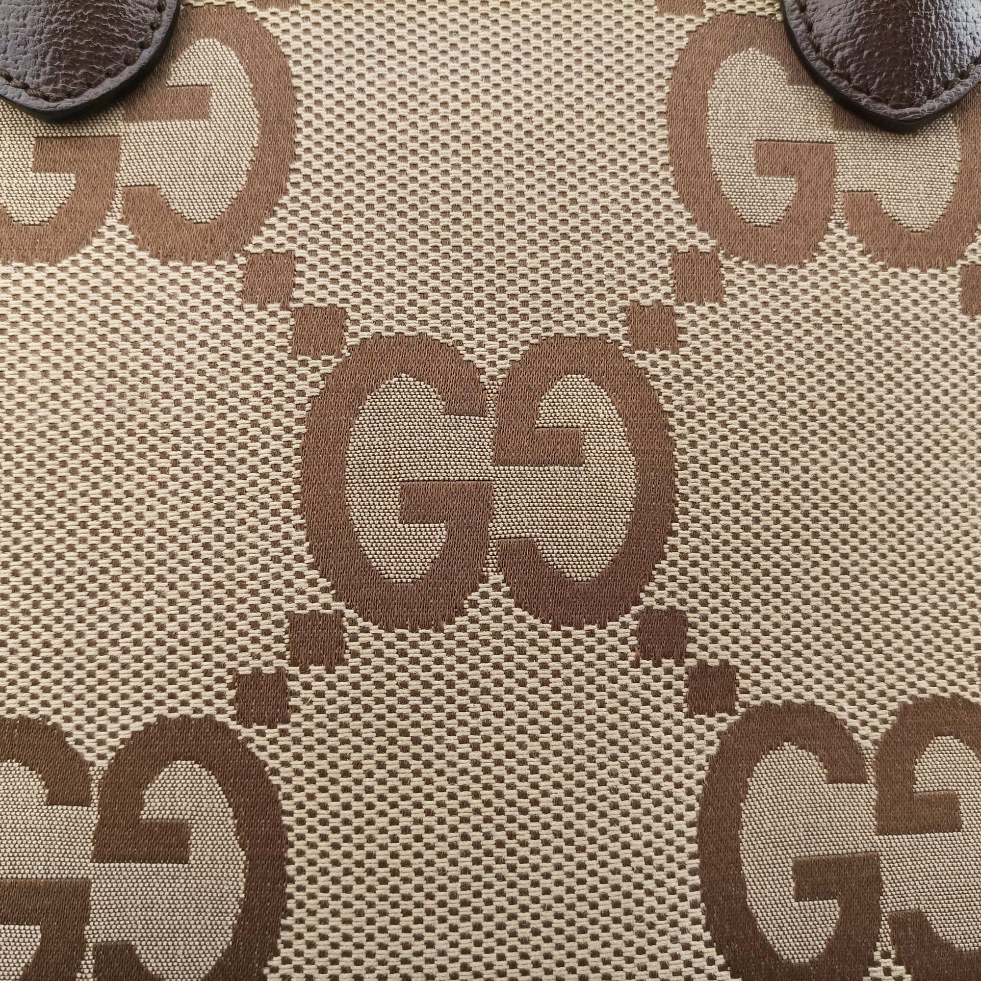 Pre-owned Gucci Jumbo GG Tote Brown×Green×Red canvas×leather 703974 shoulderbag | stylenewstar