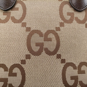 Pre-owned Gucci Jumbo GG Tote Brown×Green×Red canvas×leather 703974 shoulderbag | stylenewstar
