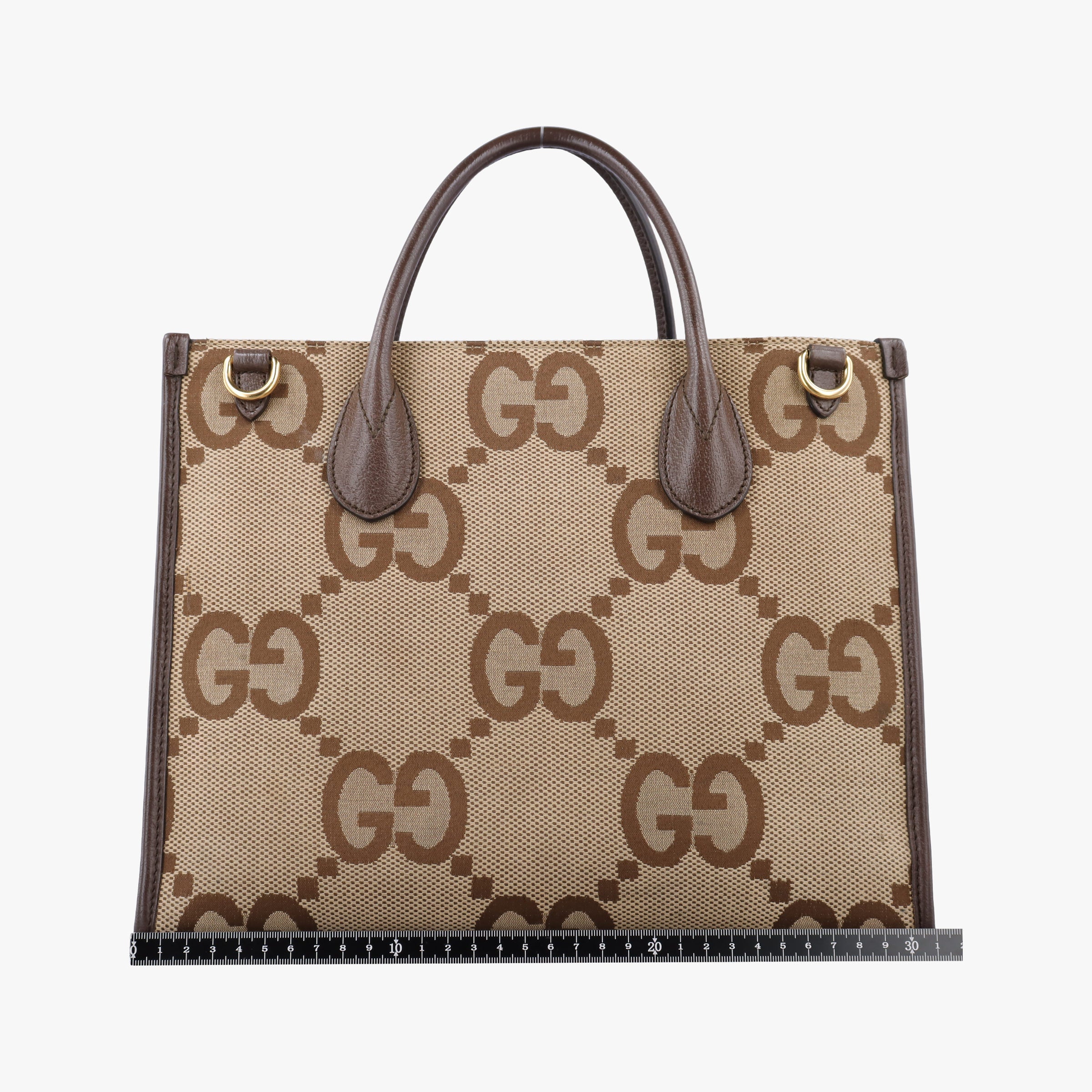 Pre-owned Gucci Jumbo GG Tote Brown×Green×Red canvas×leather 703974 shoulderbag | stylenewstar
