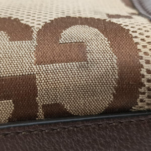 Pre-owned Gucci Jumbo GG Tote Brown×Green×Red canvas×leather 703974 shoulderbag | stylenewstar
