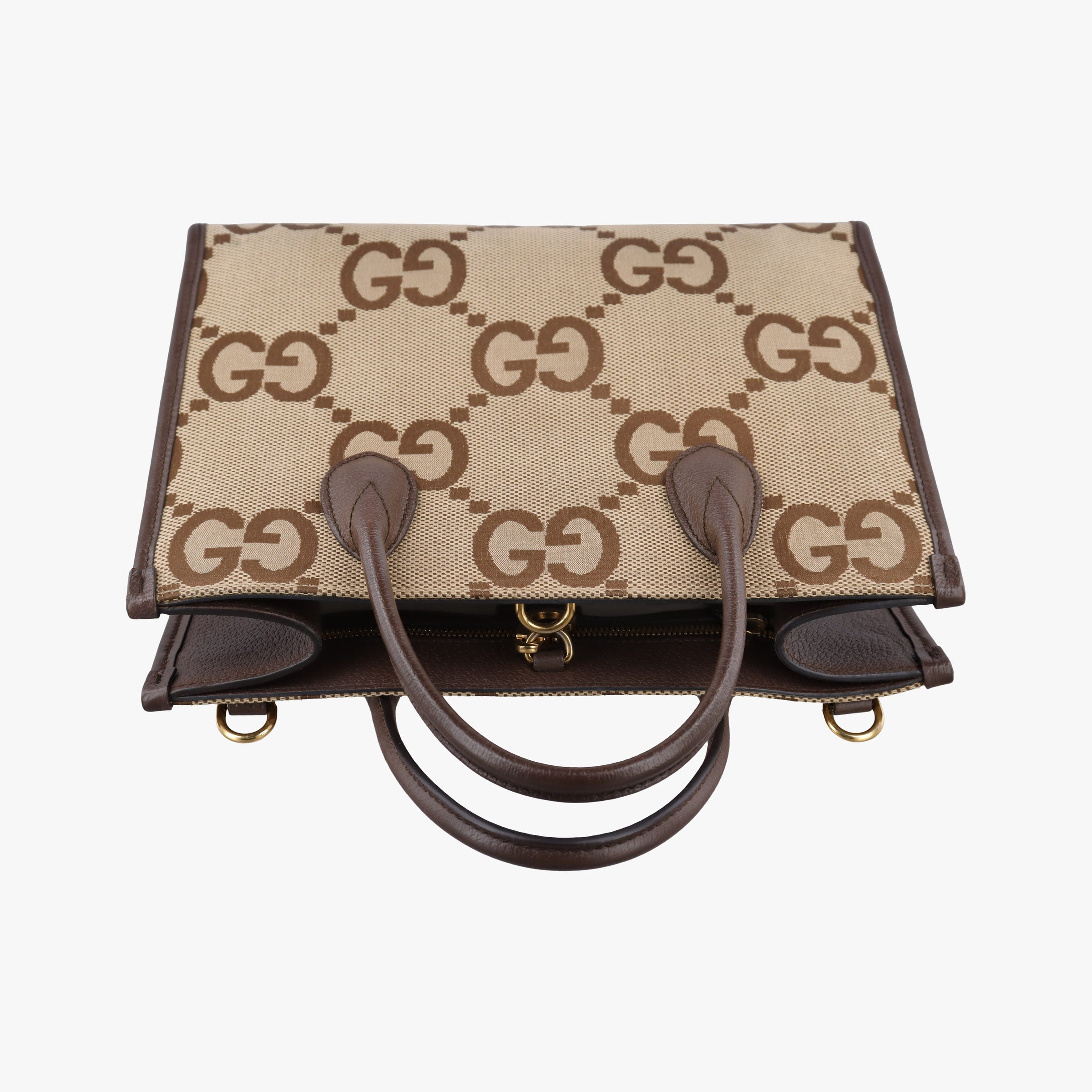 Pre-owned Gucci Jumbo GG Tote Brown×Green×Red canvas×leather 703974 shoulderbag | stylenewstar
