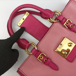Pre-owned Miu Miu Madras Pink Leather  shoulderbag | stylenewstar
