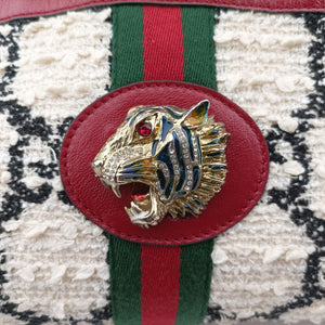 Pre-owned Gucci Rajah White×red tweed × leather 537219 shoulderbag | stylenewstar