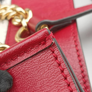 Pre-owned Gucci Rajah White×red tweed × leather 537219 shoulderbag | stylenewstar