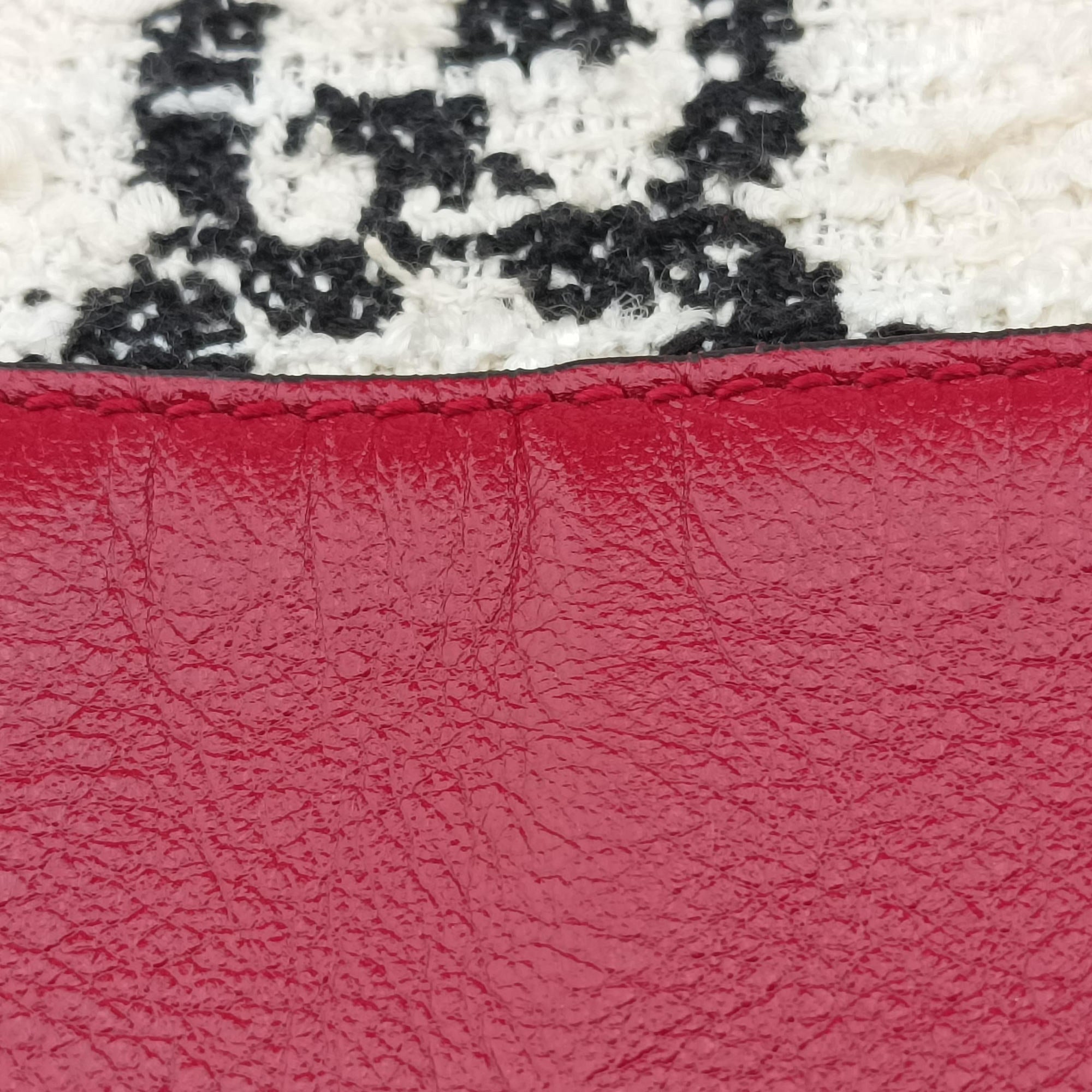 Pre-owned Gucci Rajah White×red tweed × leather 537219 shoulderbag | stylenewstar