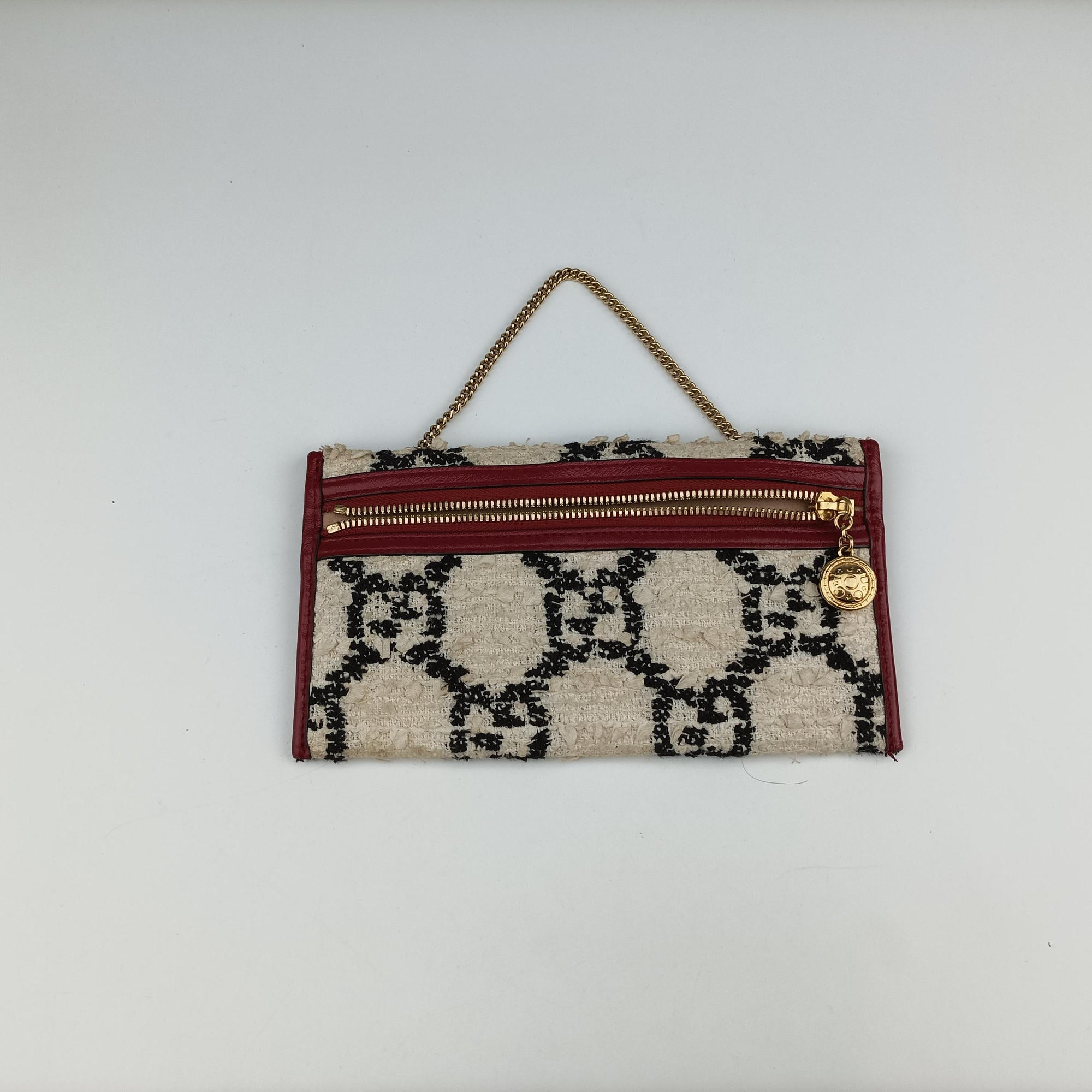 Pre-owned Gucci Rajah White×red tweed × leather 537219 shoulderbag | stylenewstar