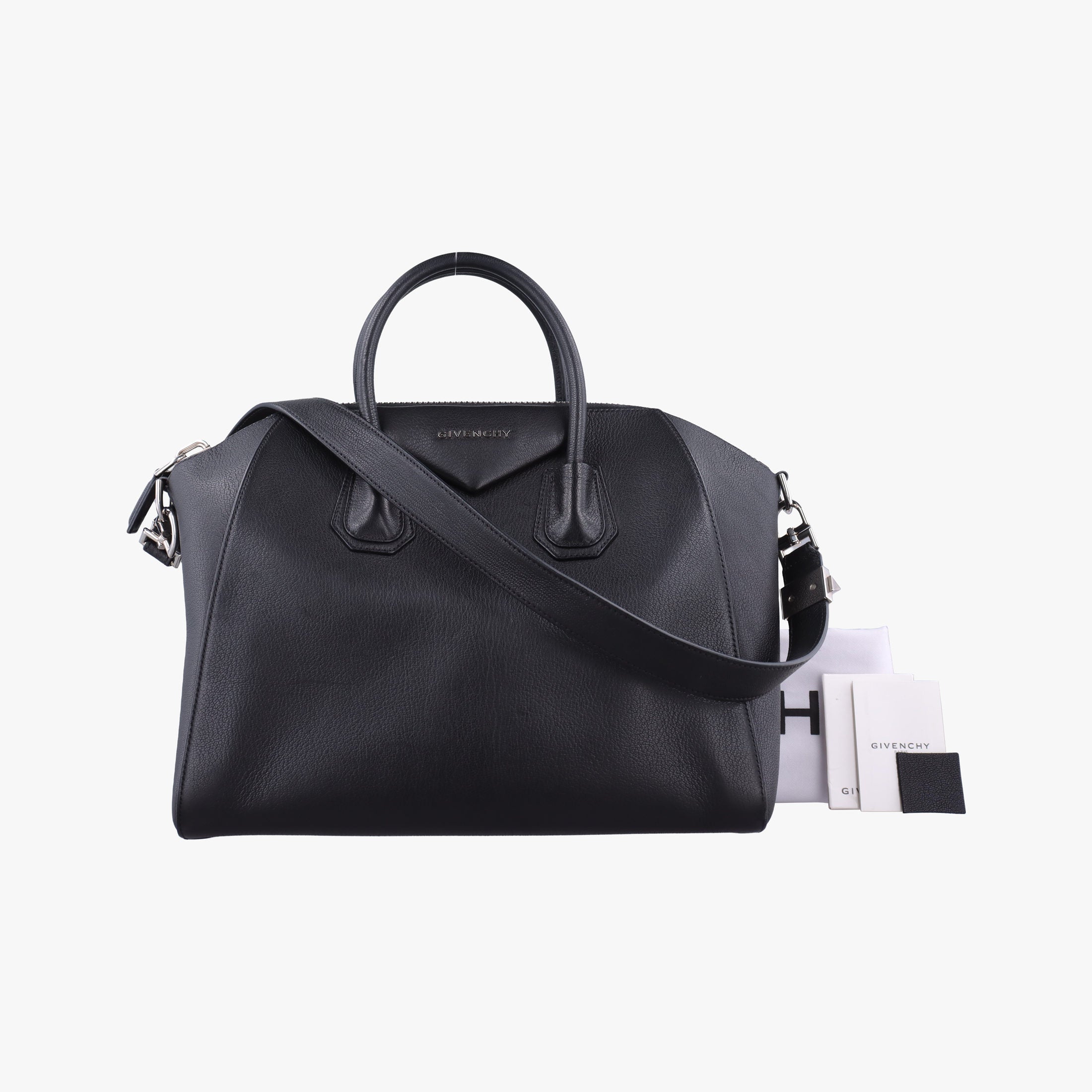 Pre-owned Givenchy Antigona Medium Black leather  shoulderbag | stylenewstar