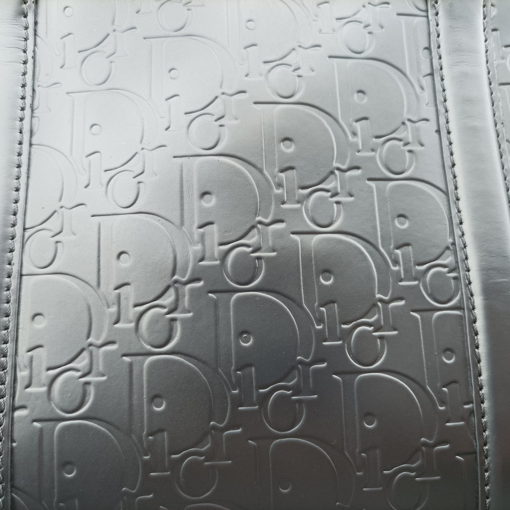 Pre-owned Christian Dior Ultimate Trotter pattern Silver Patent  handbag | stylenewstar