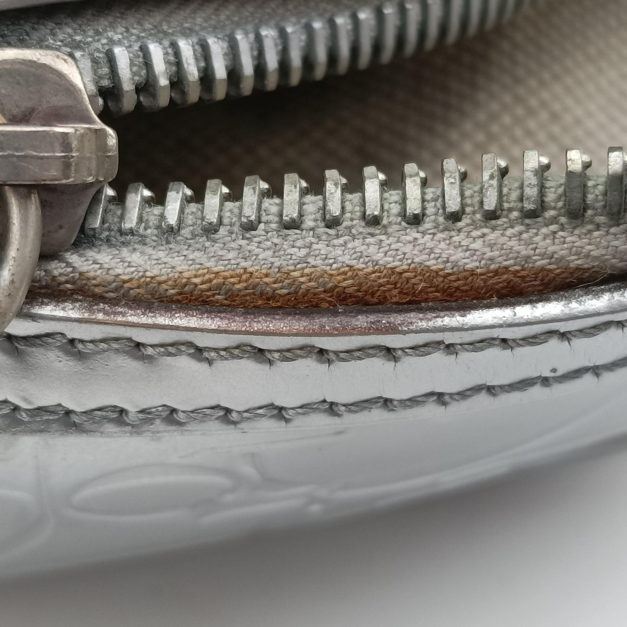 Pre-owned Christian Dior Ultimate Trotter pattern Silver Patent  handbag | stylenewstar