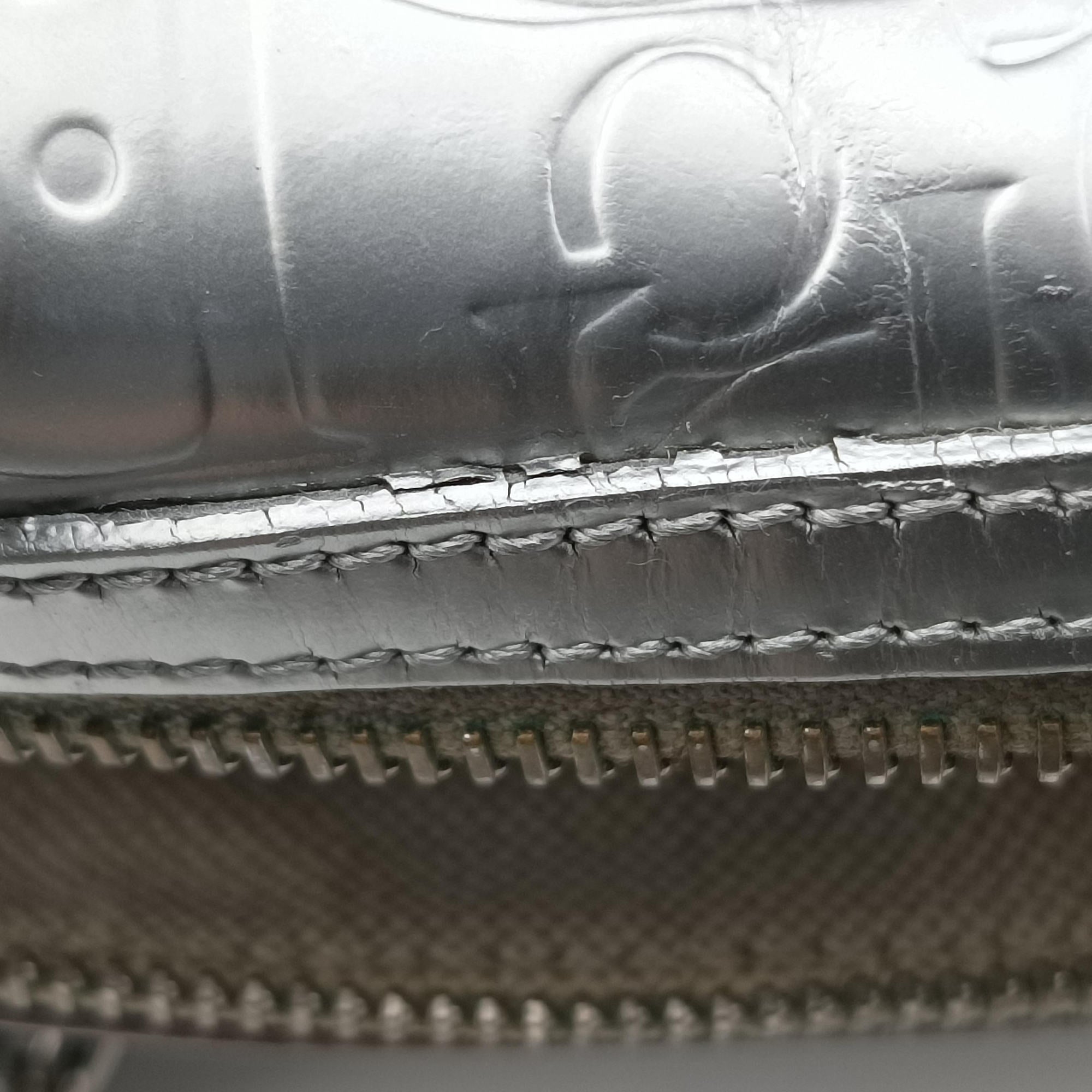 Pre-owned Christian Dior Ultimate Trotter pattern Silver Patent  handbag | stylenewstar
