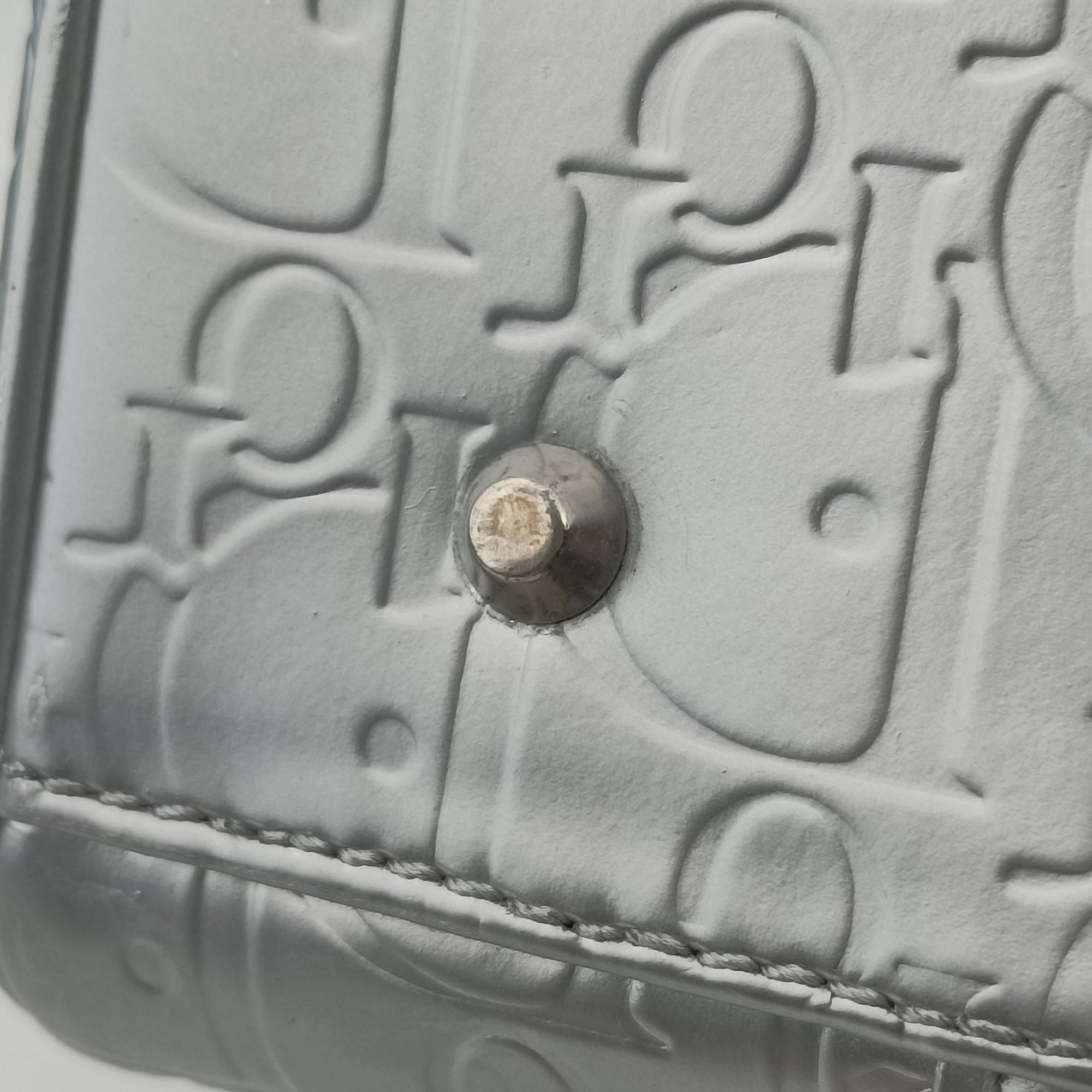 Pre-owned Christian Dior Ultimate Trotter pattern Silver Patent  handbag | stylenewstar