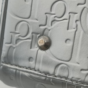 Pre-owned Christian Dior Ultimate Trotter pattern Silver Patent  handbag | stylenewstar