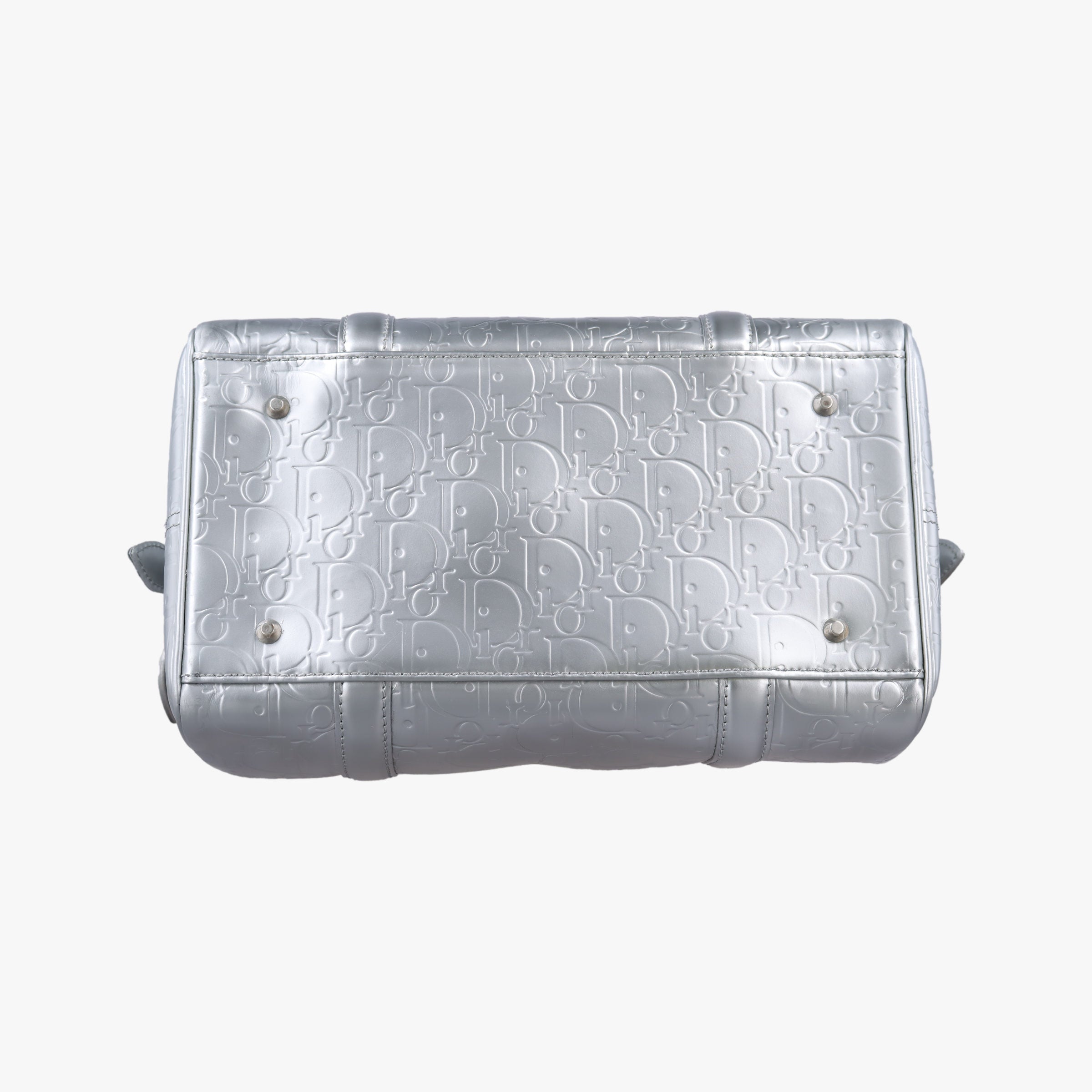 Pre-owned Christian Dior Ultimate Trotter pattern Silver Patent  handbag | stylenewstar