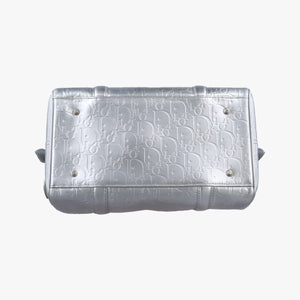 Pre-owned Christian Dior Ultimate Trotter pattern Silver Patent  handbag | stylenewstar