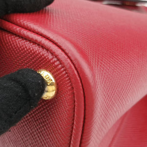 Pre-owned Prada Double Cuir Red SAFFIANO Leather B2756T handbag | stylenewstar