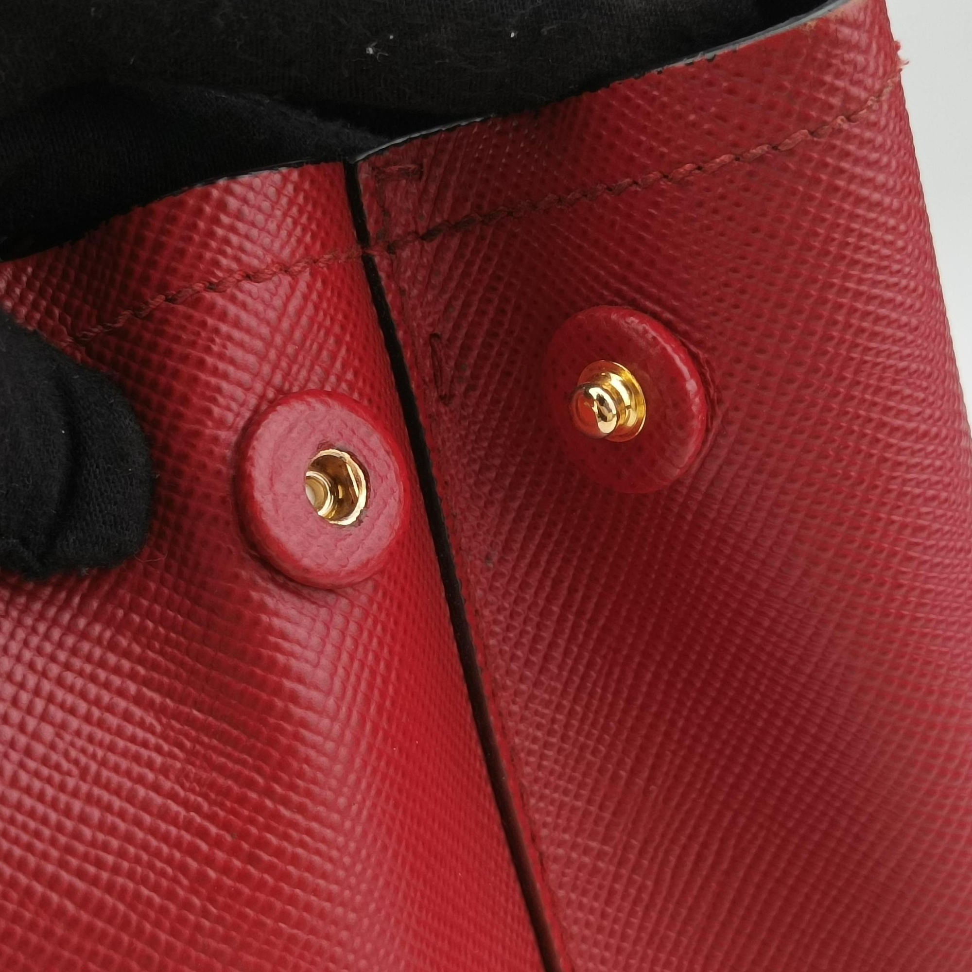 Pre-owned Prada Double Cuir Red SAFFIANO Leather B2756T handbag | stylenewstar