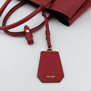 Pre-owned Prada Double Cuir Red SAFFIANO Leather B2756T handbag | stylenewstar