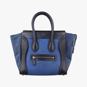 Secondhand Celine Luggage Micro shopper Blue×black Leather  handbag | stylenewstar