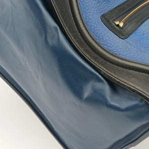 Secondhand Celine Luggage Micro shopper Blue×black Leather  handbag | stylenewstar