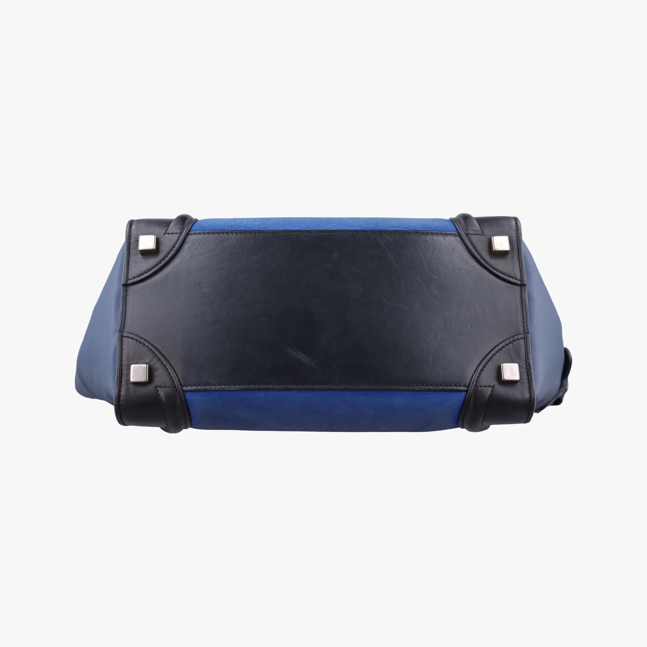 Secondhand Celine Luggage Micro shopper Blue×black Leather  handbag | stylenewstar
