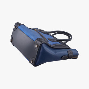 Secondhand Celine Luggage Micro shopper Blue×black Leather  handbag | stylenewstar