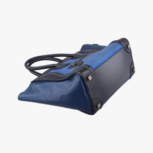 Secondhand Celine Luggage Micro shopper Blue×black Leather  handbag | stylenewstar