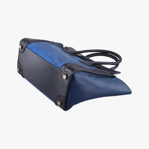 Secondhand Celine Luggage Micro shopper Blue×black Leather  handbag | stylenewstar