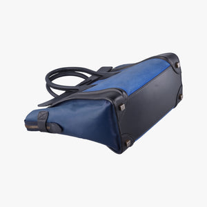 Secondhand Celine Luggage Micro shopper Blue×black Leather  handbag | stylenewstar