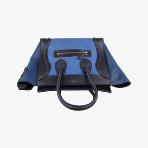 Secondhand Celine Luggage Micro shopper Blue×black Leather  handbag | stylenewstar