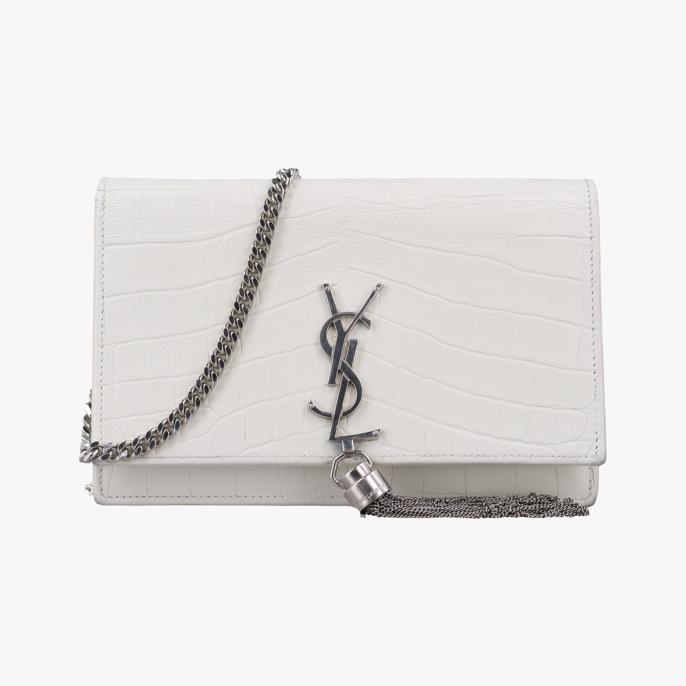 Pre-owned Yves Saint Laurent KATE White Leather 452159 shoulderbag | stylenewstar