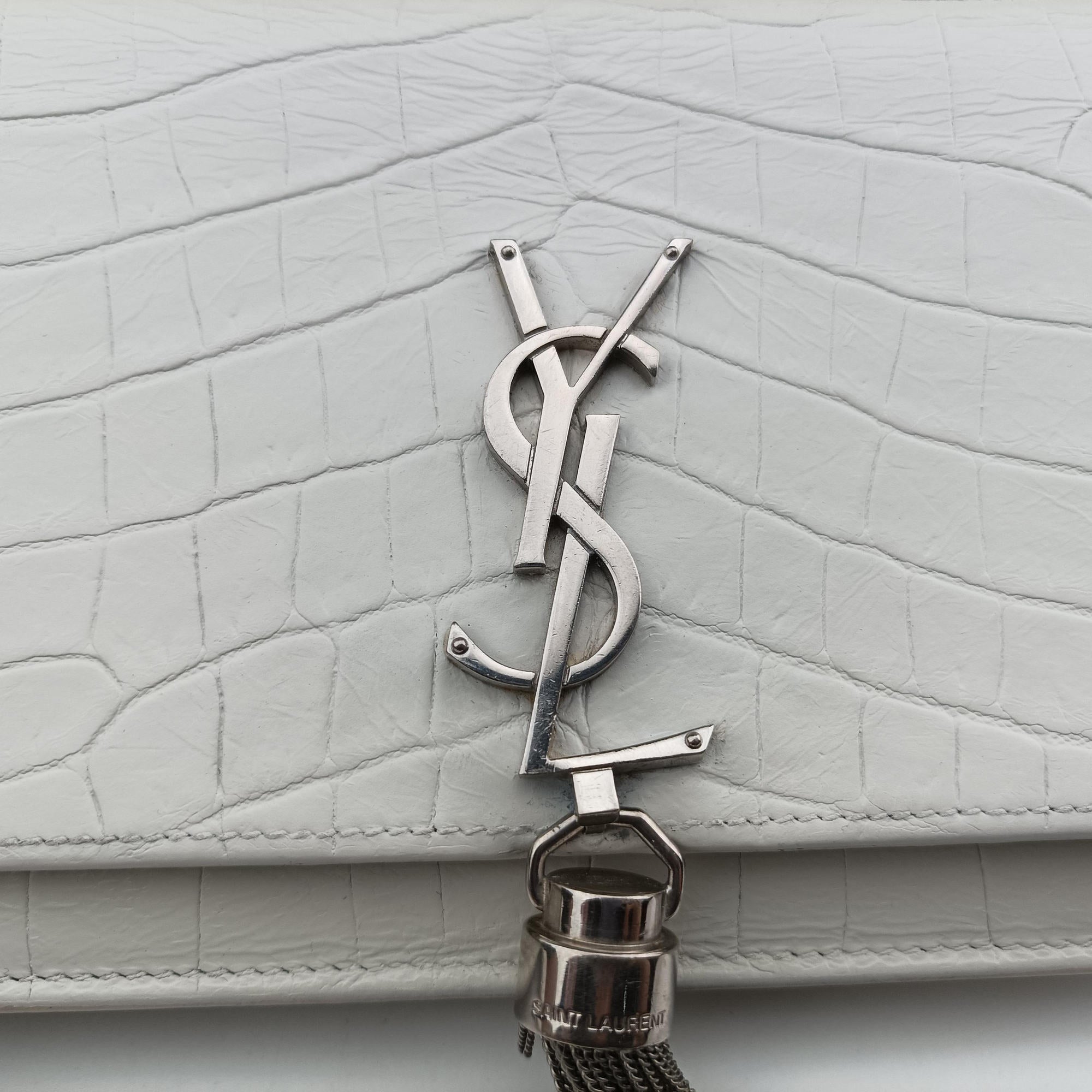 Pre-owned Yves Saint Laurent KATE White Leather 452159 shoulderbag | stylenewstar