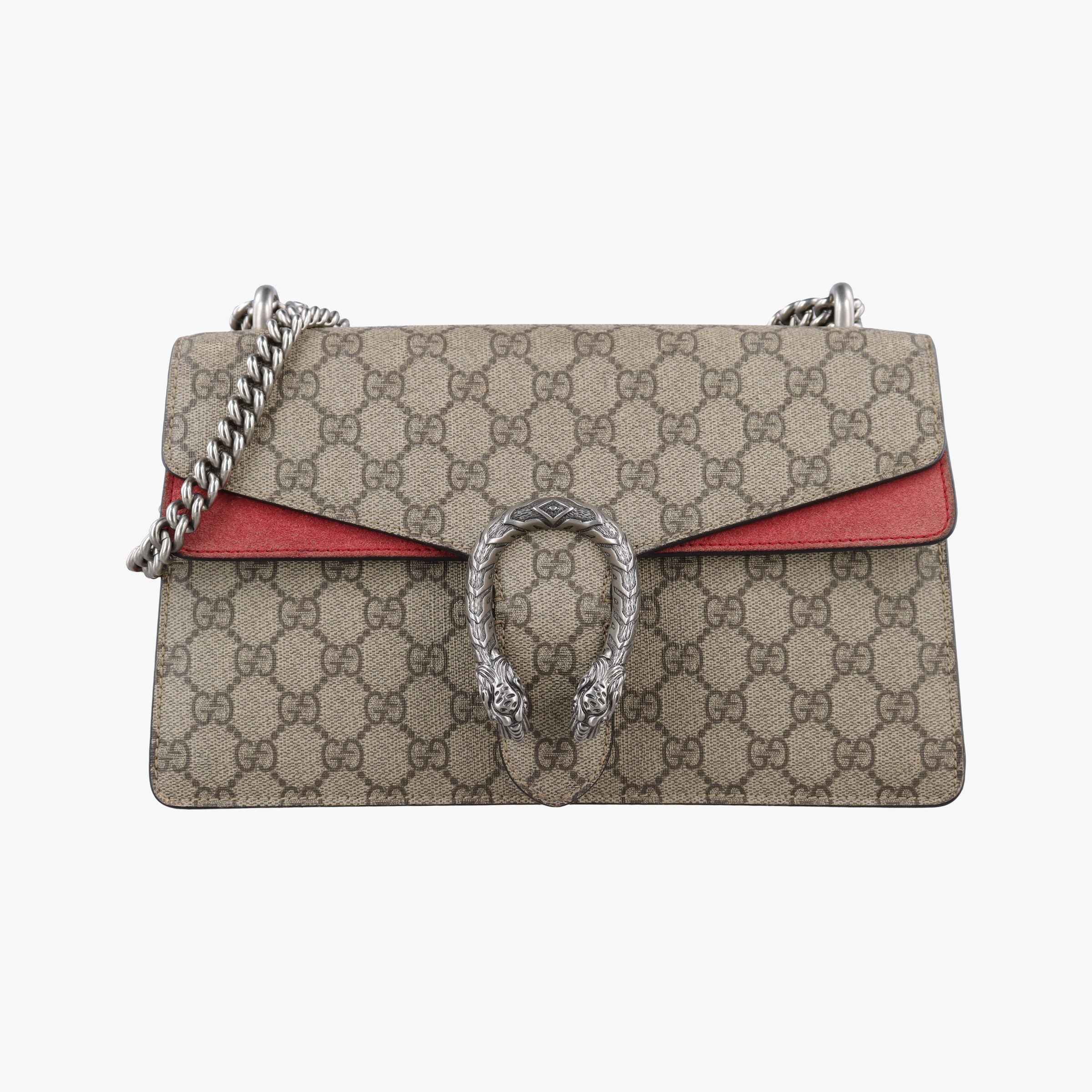 Pre-owned Gucci Dionysus beige×red PVC coated canvas× suede 400249 shoulderbag | stylenewstar