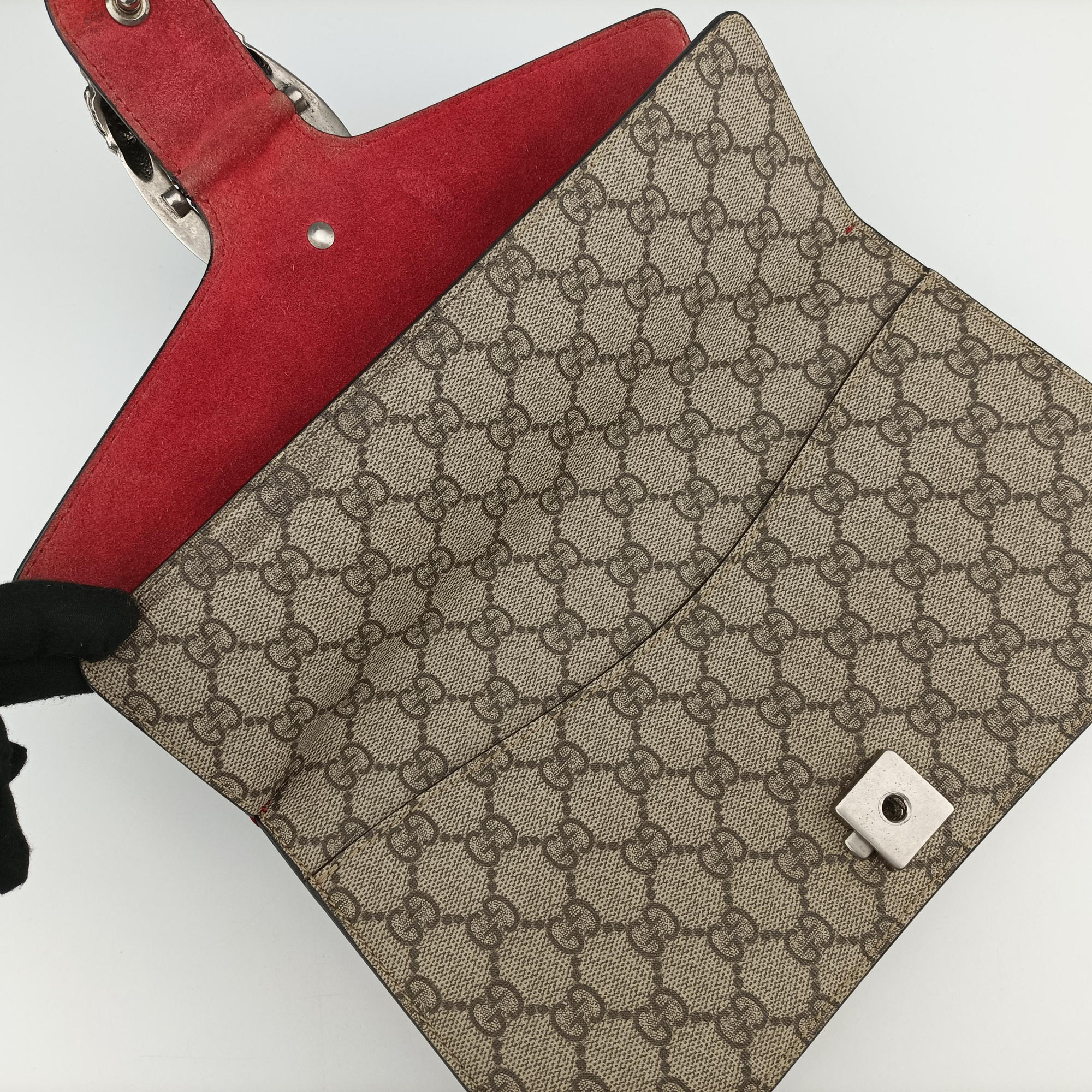 Pre-owned Gucci Dionysus beige×red PVC coated canvas× suede 400249 shoulderbag | stylenewstar