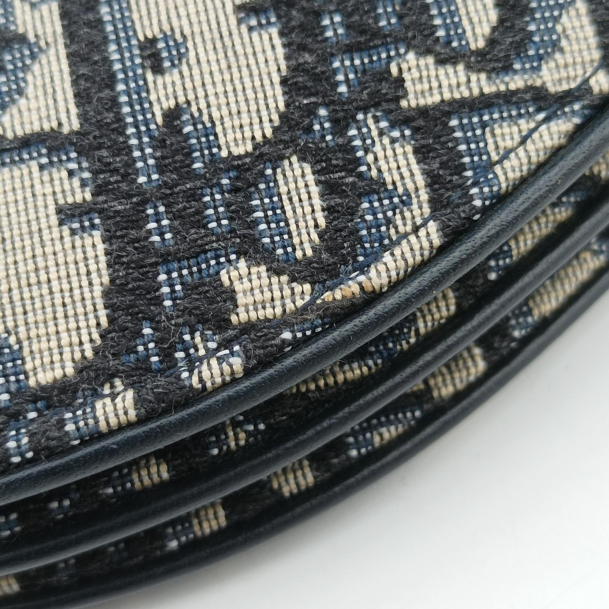 Pre-owned Christian Dior Saddle Navy×gray Jacquard  shoulderbag | stylenewstar