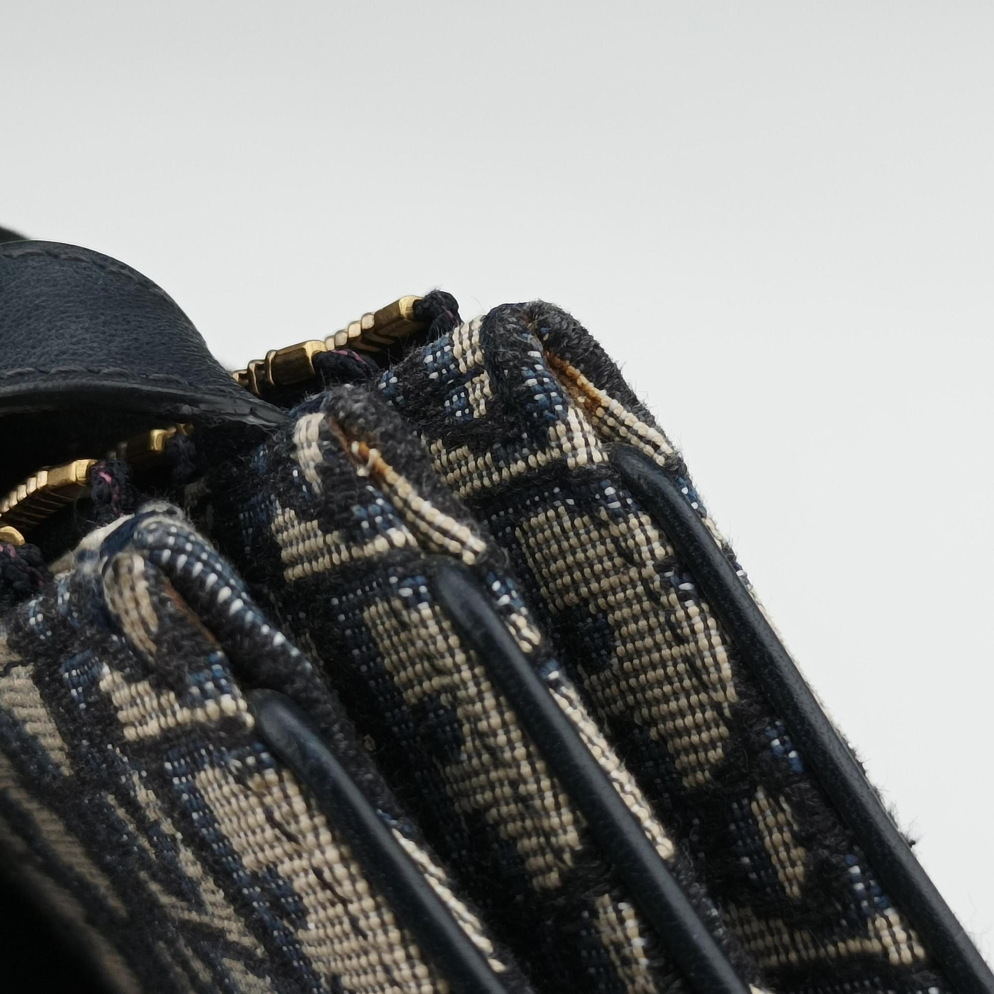 Pre-owned Christian Dior Saddle Navy×gray Jacquard  shoulderbag | stylenewstar
