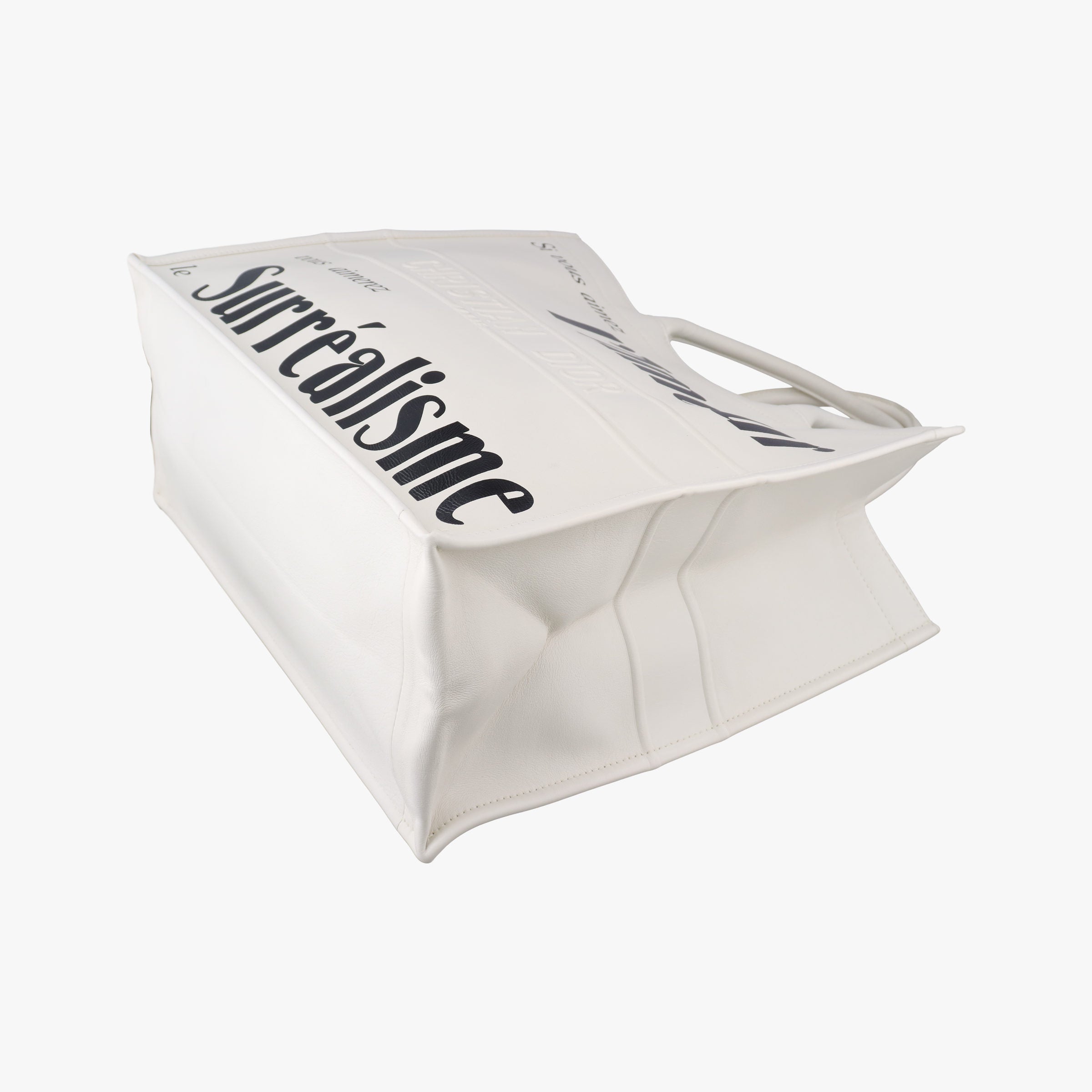 Pre-owned Christian Dior BOOK TOTE White Leather  handbag | stylenewstar