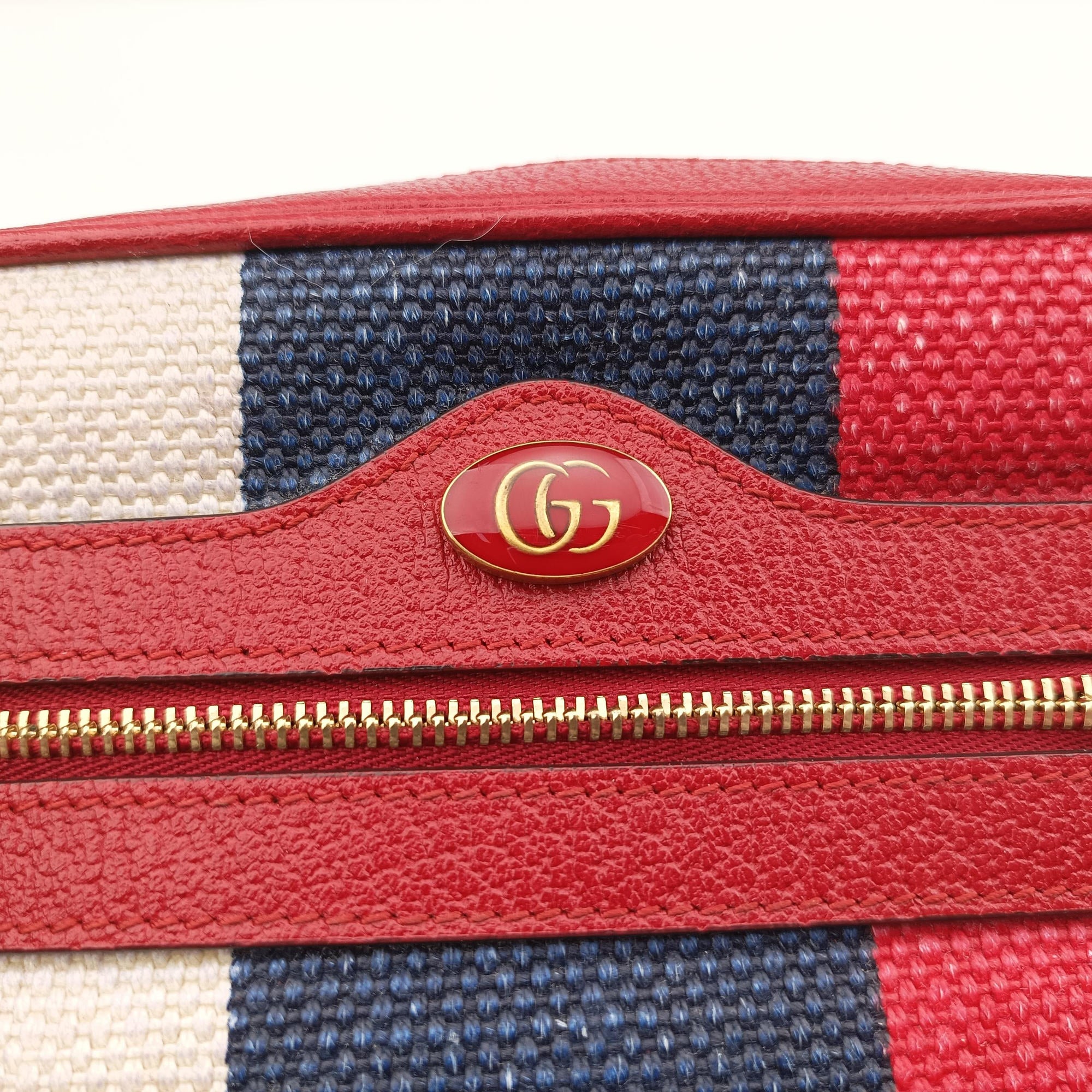 Vintage Gucci OPHIDIA Red × Navy × Ivory Canvas × Leather 517350 shoulderbag | stylenewstar
