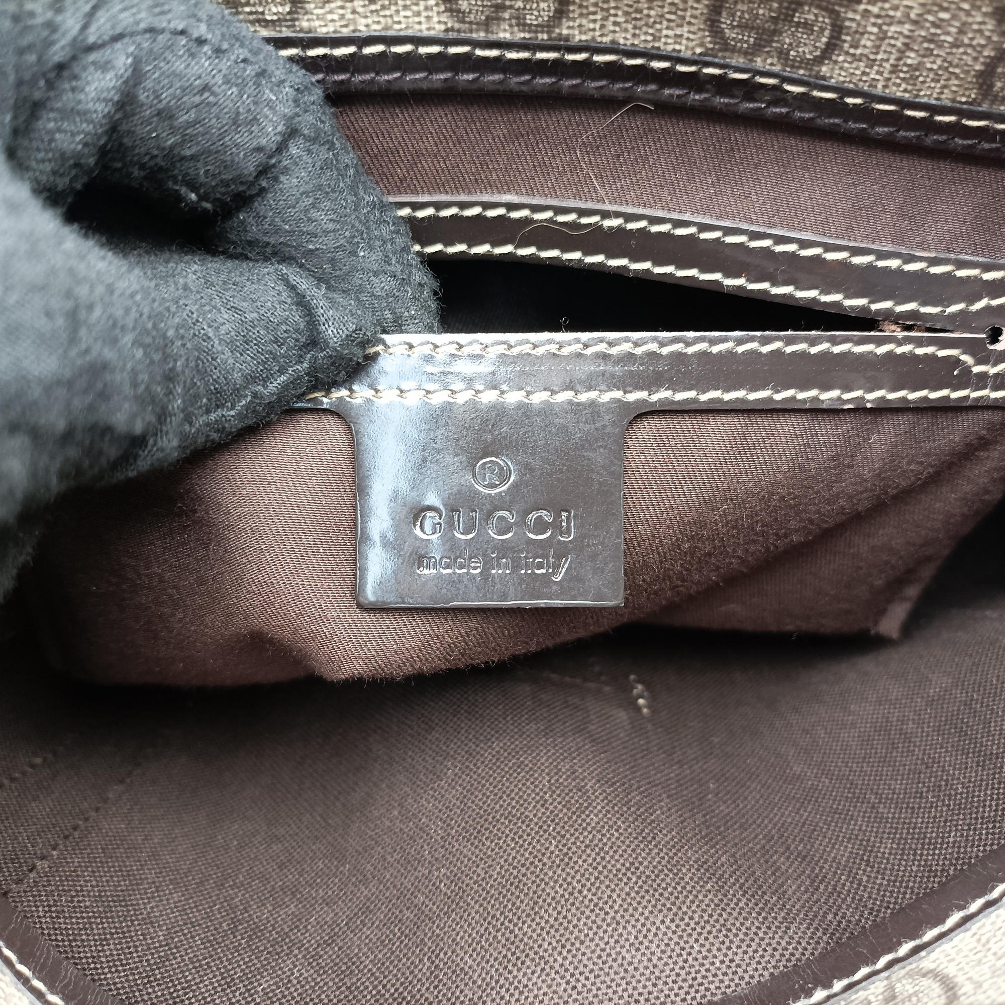 Pre-owned Gucci Jackie Brown PVC coated canvas×Leather 203495 handbag | stylenewstar