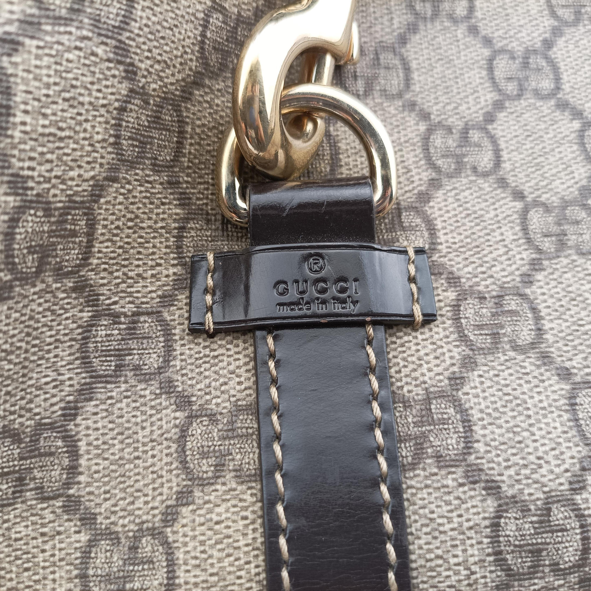 Pre-owned Gucci Jackie Brown PVC coated canvas×Leather 203495 handbag | stylenewstar