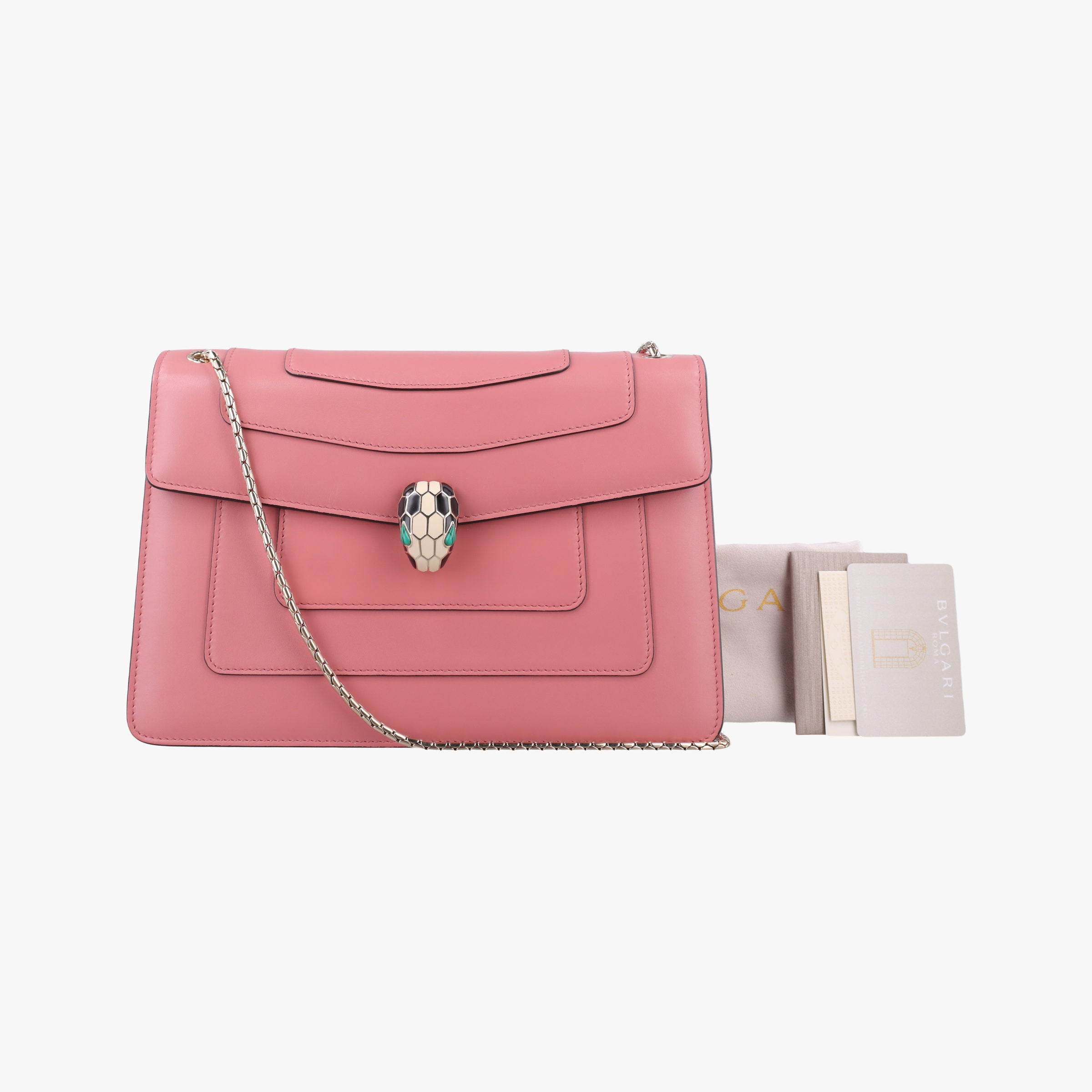 Pre-owned Bvlgari Serpenti Forever Pink leather  shoulderbag | stylenewstar