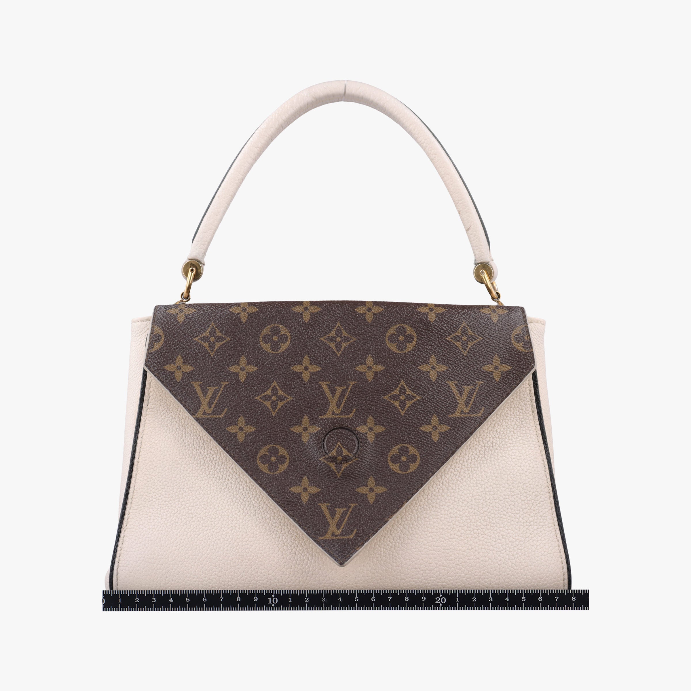 Pre-owned Louis Vuitton Double V Bag Brown  × Creme Monogram Canvas × Grained Leather M54155 shoulderbag | stylenewstar