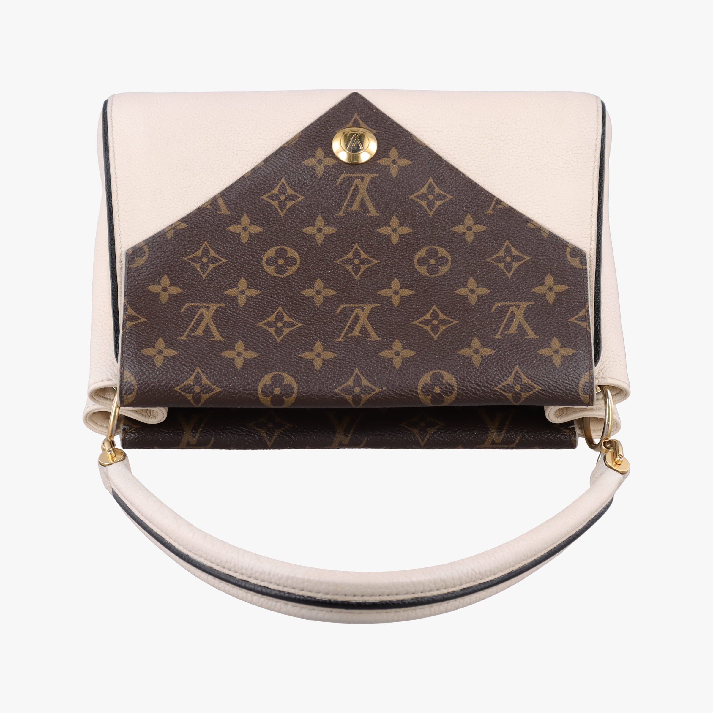Pre-owned Louis Vuitton Double V Bag Brown  × Creme Monogram Canvas × Grained Leather M54155 shoulderbag | stylenewstar
