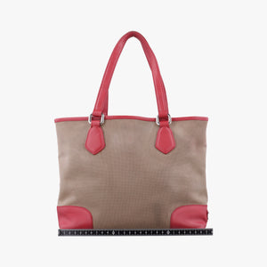 Pre-owned Prada logo jacquard khaki×red Fabric × leather  shoulderbag | stylenewstar