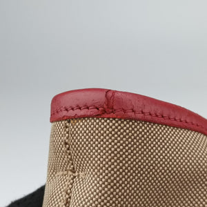 Pre-owned Prada logo jacquard khaki×red Fabric × leather  shoulderbag | stylenewstar