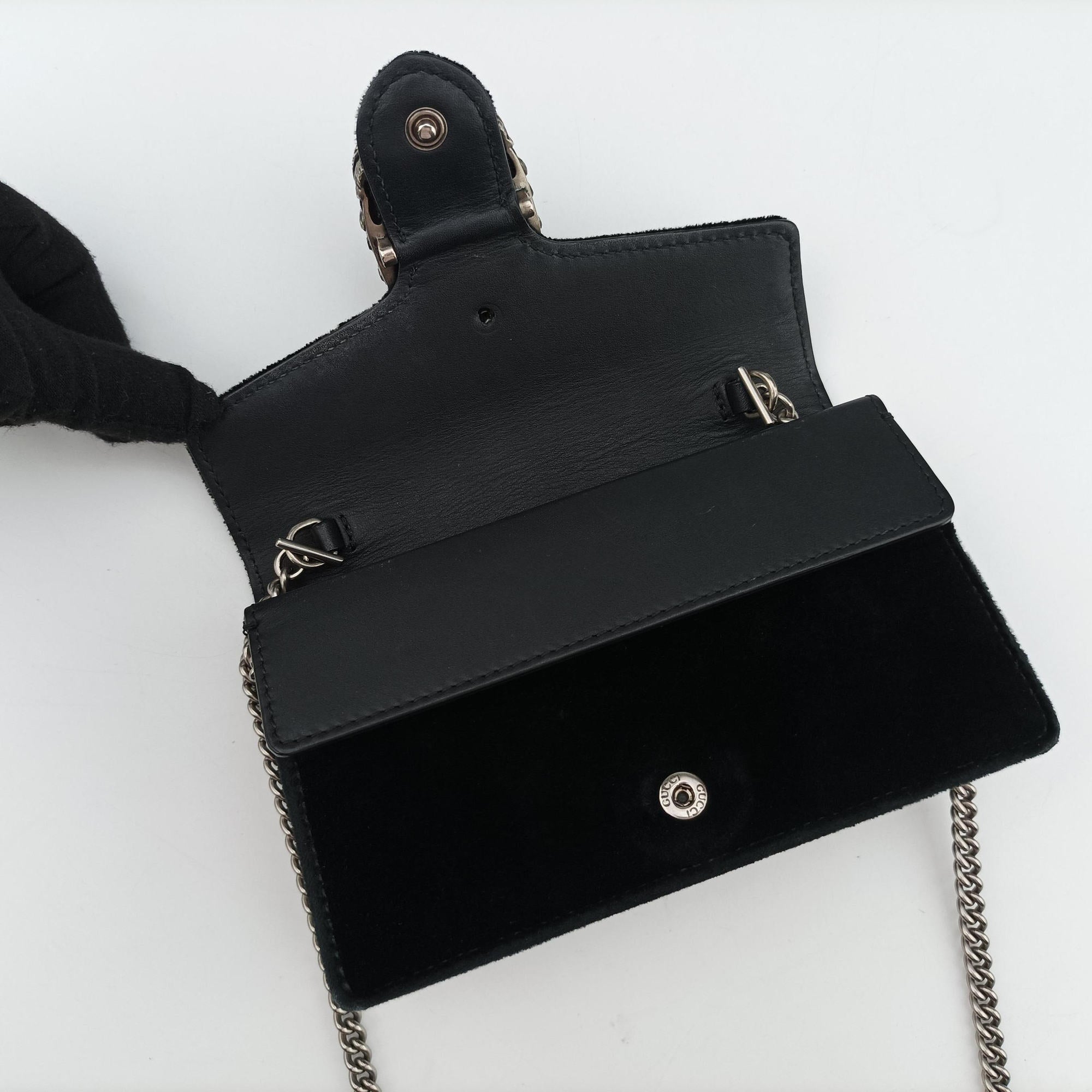 Pre-owned Gucci Dionysus Black velour×Leather 476432 shoulderbag | stylenewstar