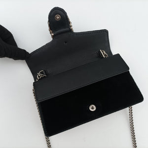 Pre-owned Gucci Dionysus Black velour×Leather 476432 shoulderbag | stylenewstar
